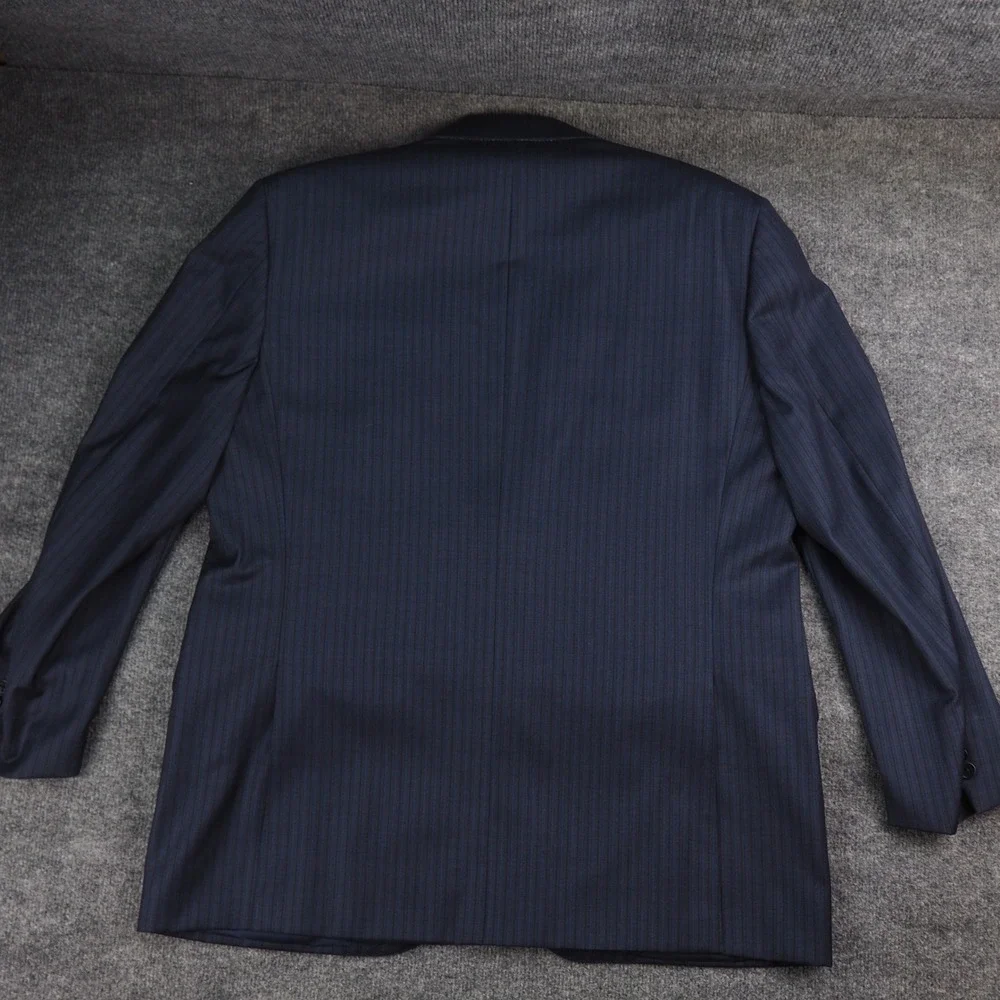 Canali Blazer Mens 46R Navy Blue Pinstripe Wool Luxury Made in Italy Sport Coat
